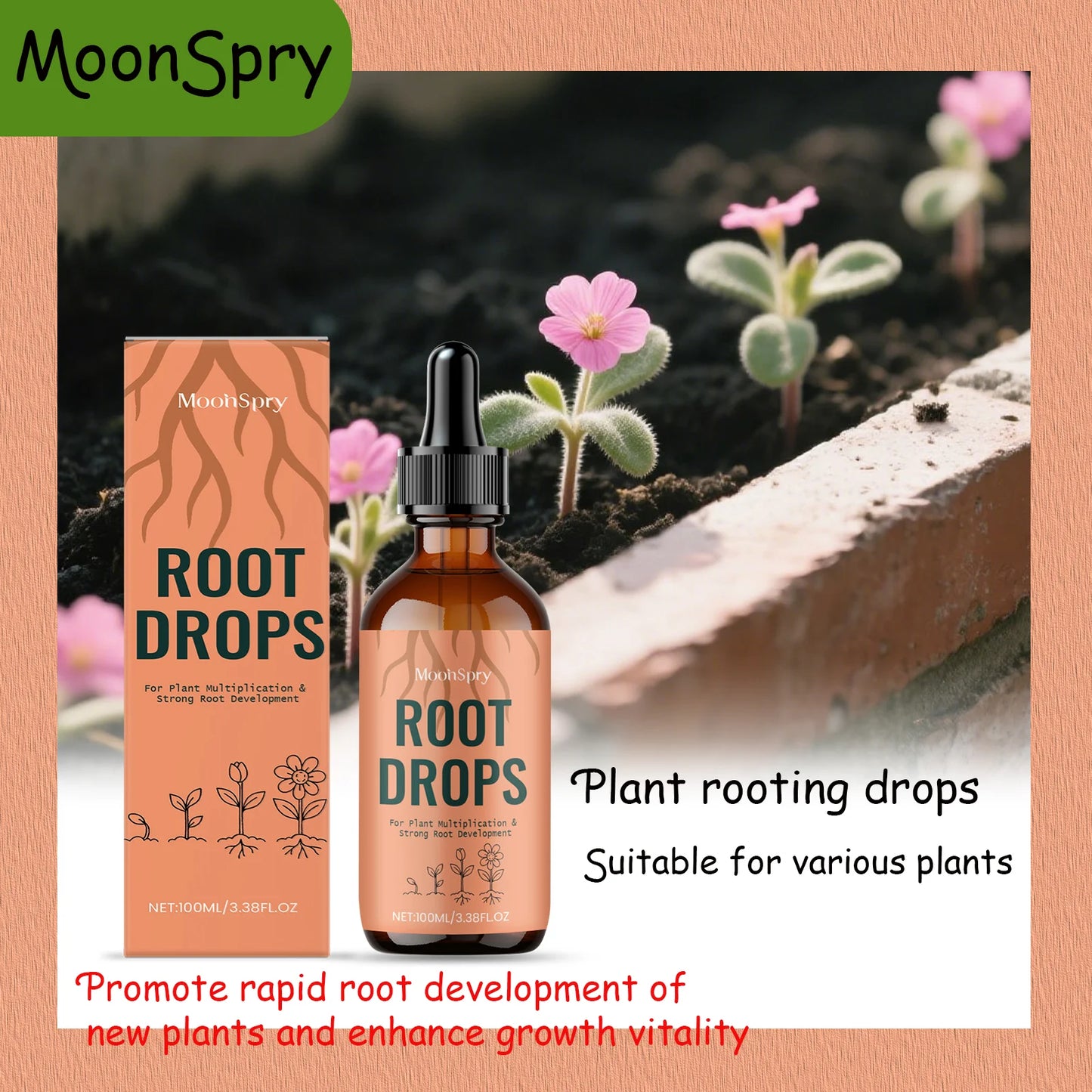 MOONSPRY 100ml/200ml  Root Drops Promote the Rapid Development of the Root System of New Plants and Enhance Growth Vitality