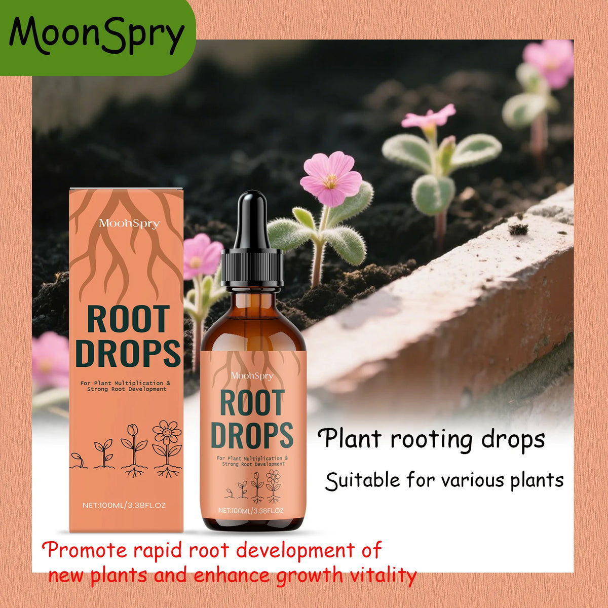 MOONSPRY 100ml/200ml  Root Drops Promote the Rapid Development of the Root System of New Plants and Enhance Growth Vitality